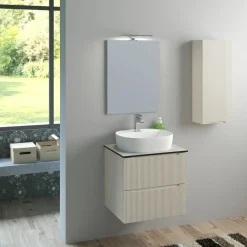 Mobile bagno base lavabo sospeso Dune 59x54x45 cm bianco crema
