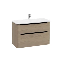 Mobile bagno base lavabo sospesa 2 cassetti Integra Round 100 cm golden oak