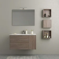Mobile bagno base lavabo sospesa Mind 100x45x54 cm legno