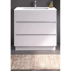 Mobile bagno base lavabo a terra Barrio 106x87,5x51 cm bianco laccato