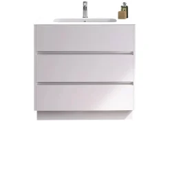 Mobile bagno base lavabo a terra Barrio 106x87,5x51 cm bianco laccato