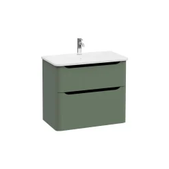 Mobile bagno base lavabo sospesa 2 cassetti Integra Round 80 cm matt green