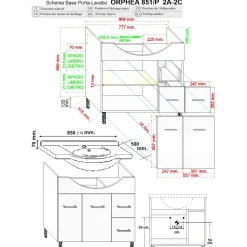 Mobile bagno base lavabo a terra Orphea 85 cm bianco larice con pensile