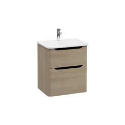 Mobile bagno base lavabo sospesa 2 cassetti Integra Round 60 cm golden oak