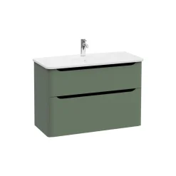 Mobile bagno base lavabo sospesa 2 cassetti Integra Round 100 cm matt green