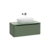 Mobile bagno base lavabo sospeso 1 cassetto Integra Round 100 cm matt green