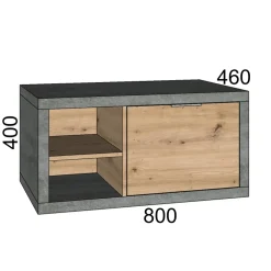 Mobile bagno base lavabo sospeso 80 cm cemento/rovere sx