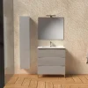Mobile bagno base lavabo a terra Pura 3 cassettoni L81xH90xP46 cm Cemento