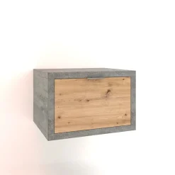 Mobile bagno base lavabo sospeso 60 cm cemento/rovere nodato