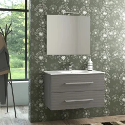 Mobile bagno base lavabo sospeso Mary 90x46 cm grigio larice