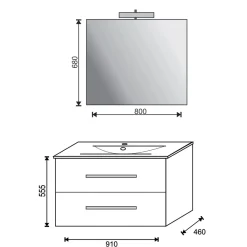 Mobile bagno base lavabo sospeso Mary 90x46 cm grigio larice