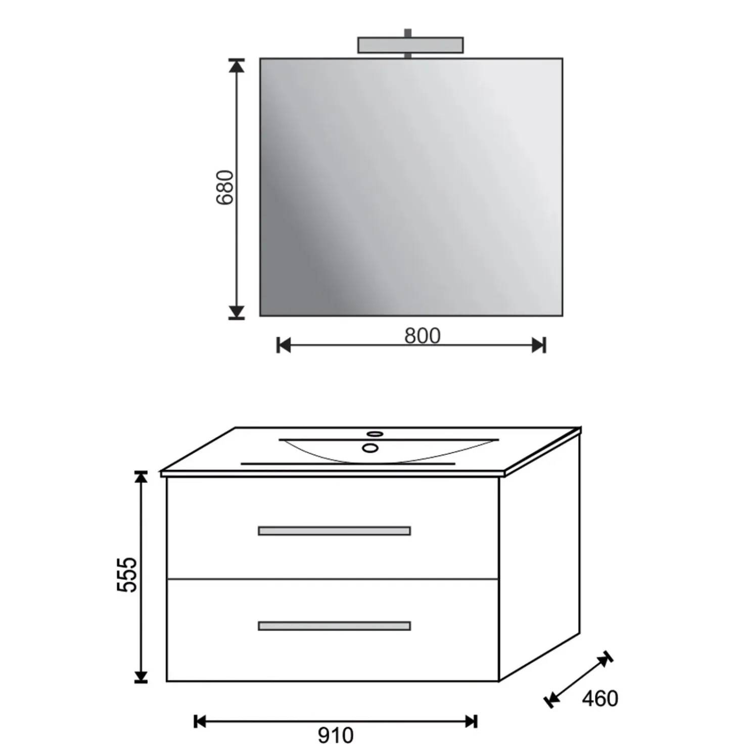 Mobile bagno base lavabo sospeso Mary 90x46 cm grigio larice