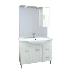 Mobile bagno base lavabo a terra Orphea 105 cm bianco larice con pensile