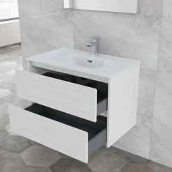 Mobile bagno base lavabo sospesa Ness 81 2/C creme 81x46 cm