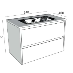 Mobile bagno base lavabo sospesa Ness 81 2/C creme 81x46 cm