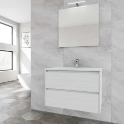 Mobile bagno base lavabo sospesa Ness 81 2/C creme 81x46 cm