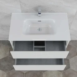 Mobile bagno base lavabo sospesa Ness 81 2/C creme 81x46 cm