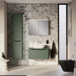 Mobile bagno base lavabo sospeso 1 cassetto Integra Round 80 cm matt green