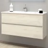 Mobile bagno base sospesa 2 cassetti lavabo in ceramica Monya 101x46 cm larice