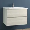 Mobile bagno base sospesa 2 cassetti lavabo in ceramica Monya 76x46 cm larice