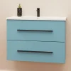 Mobile bagno base sospesa Mary 2 cassetti lavabo in ceramica 76x46 cm blu