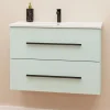 Mobile bagno base sospesa Mary 2 cassetti lavabo in ceramica 76x46 cm grigio