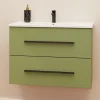 Mobile bagno base sospesa Mary 2 cassetti lavabo in ceramica 76x46 cm verde
