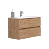 Mobile bagno base sospesa 2 cassetti lavabo in ceramica Monya 76x46 cm rovere