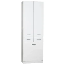 Mobile bagno colonna a terra con portabiancheria 60x180 cm bianco