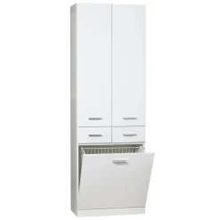Mobile bagno colonna a terra con portabiancheria 60x180 cm bianco