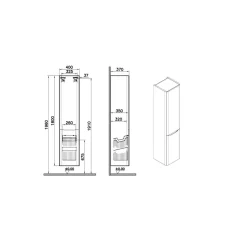 Mobile bagno colonna sospesa con portabiancheria Integra Round 40x180 cm bianco