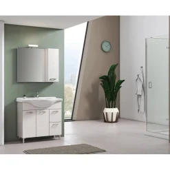 Mobile bagno composizione a terra Klara 87x93x50 cm bianco aralie