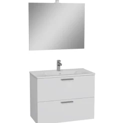 Mobile bagno con lavabo e specchio LED sospeso Stella 80x66x42 cm bianco