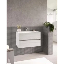 Mobile bagno con lavabo integrale sospeso Zeno 52x46x81 cm legno