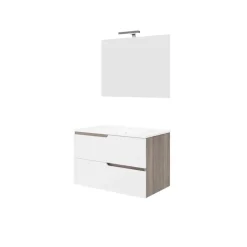 Mobile bagno sospeso con specchiera LED Porto 81,5x118x46,5 cm rovere