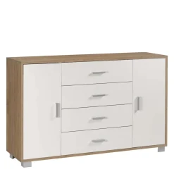 Mobile cassettiera in kit Sarmog 4 cassetti 112x70x41 cm noce-bianco