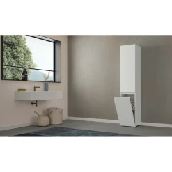 Mobile colonna con cestello biancheria 2 ripiani 45x37x195 cm bianco