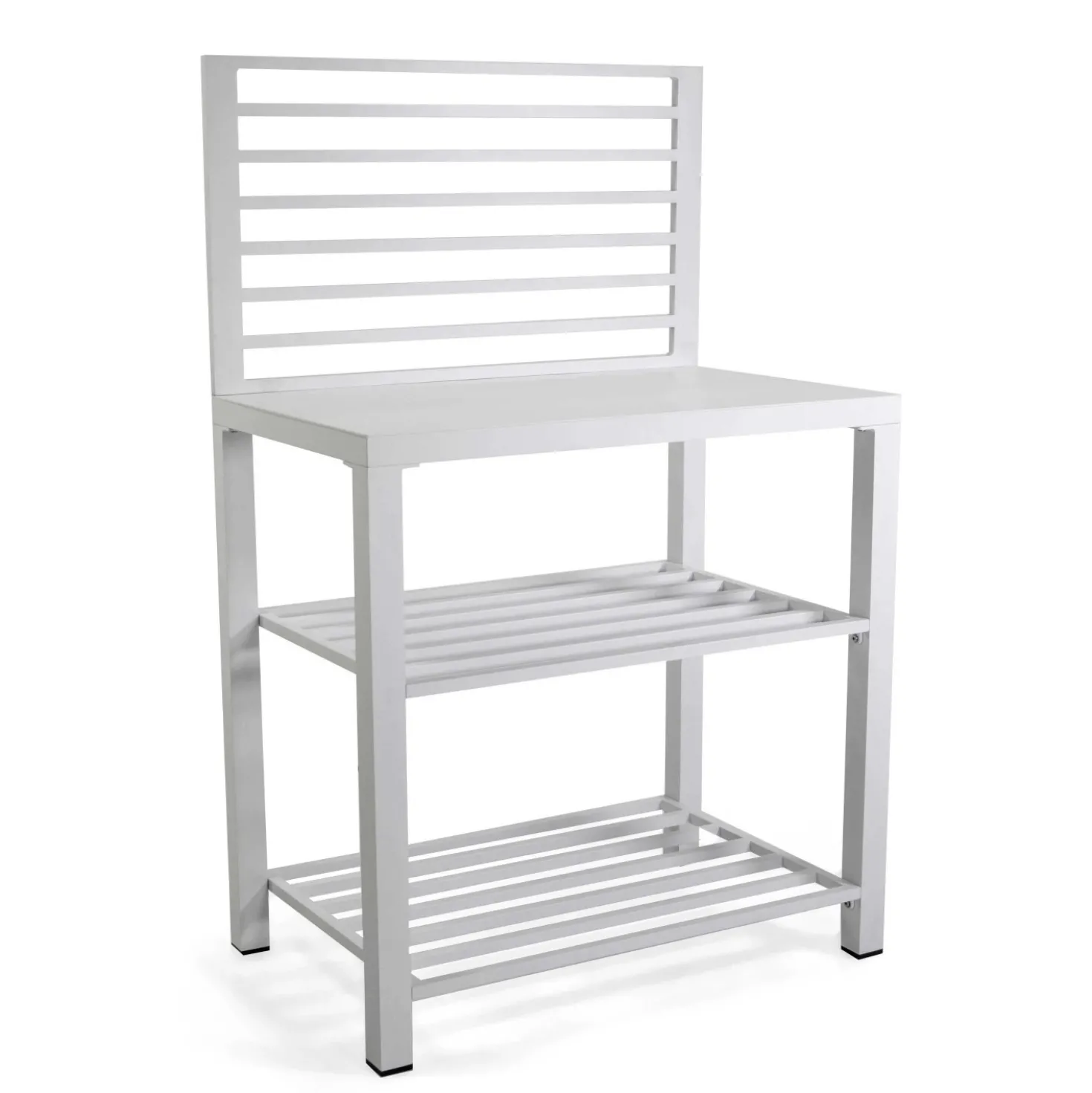 Mobile da esterno 2 ripiani in alluminio bianco 90x56x141 cm