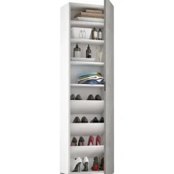 Mobile multiuso a un`anta con 7 ripiani 50x30x182 cm cemento e bianco