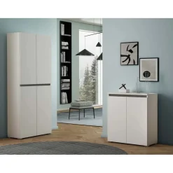Mobile multiuso con 3 ripiani interni 80x37x102 cm bianco