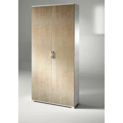 Mobile multiuso con doppia anta 4 ripiani regolabili 195x90x45 cm rovere