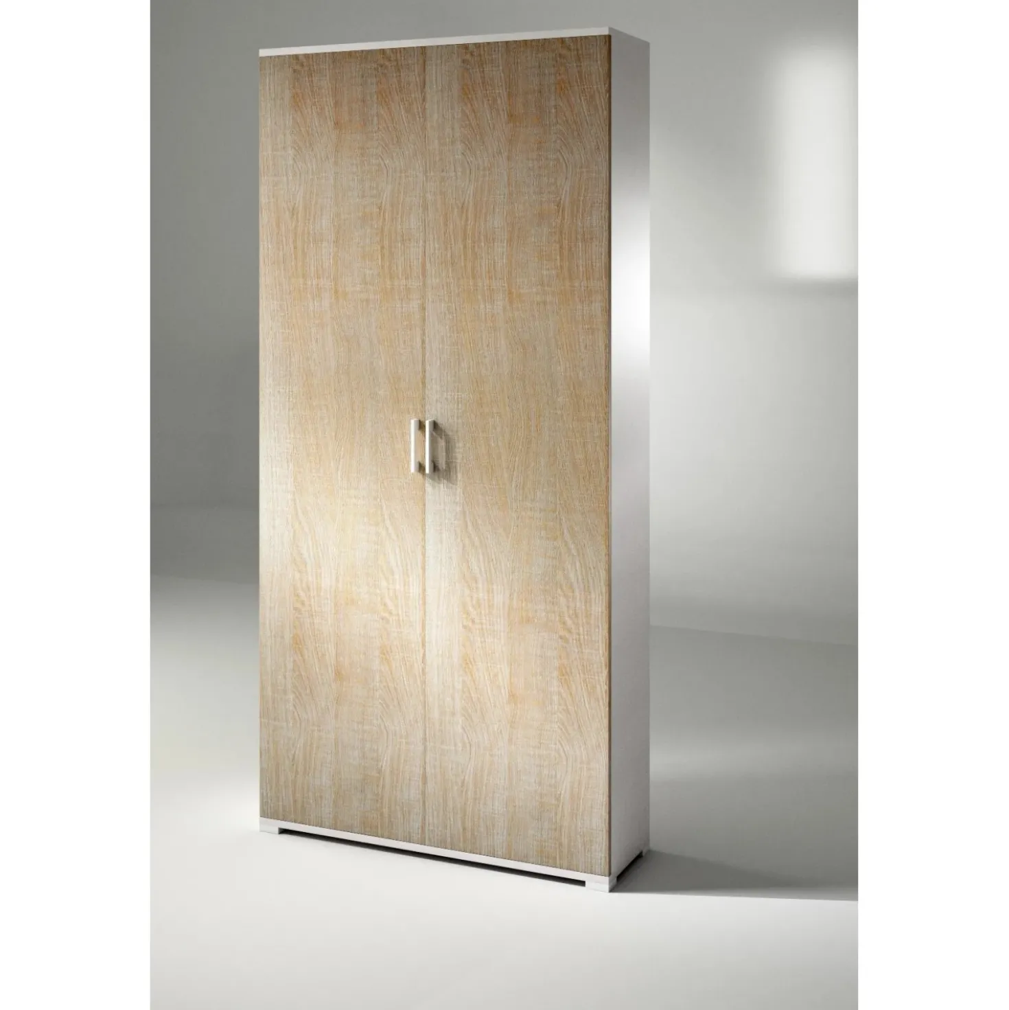 Mobile multiuso con doppia anta 4 ripiani regolabili 195x90x45 cm rovere