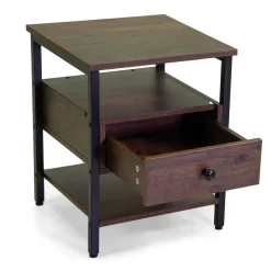 Mobiletto Mudra 1 cassetto in legno noce e nero 40x40h50 cm
