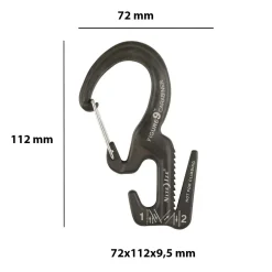 Moschettone Tendicorda in alluminio con chiusure in acciaio inox nero