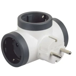 Multi adattatore Bticino S3626D 3 Prese tedesca Bianco e Grigio