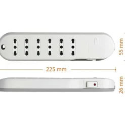Multipresa 6 prese interruttore sicurezza Bticino 2.500 W 10/16A bianco