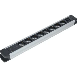 Multipresa Alu, 8 prese P40, 2USB-A, USB-C PD20W, H05VV-F 3G1, 2m. Nero