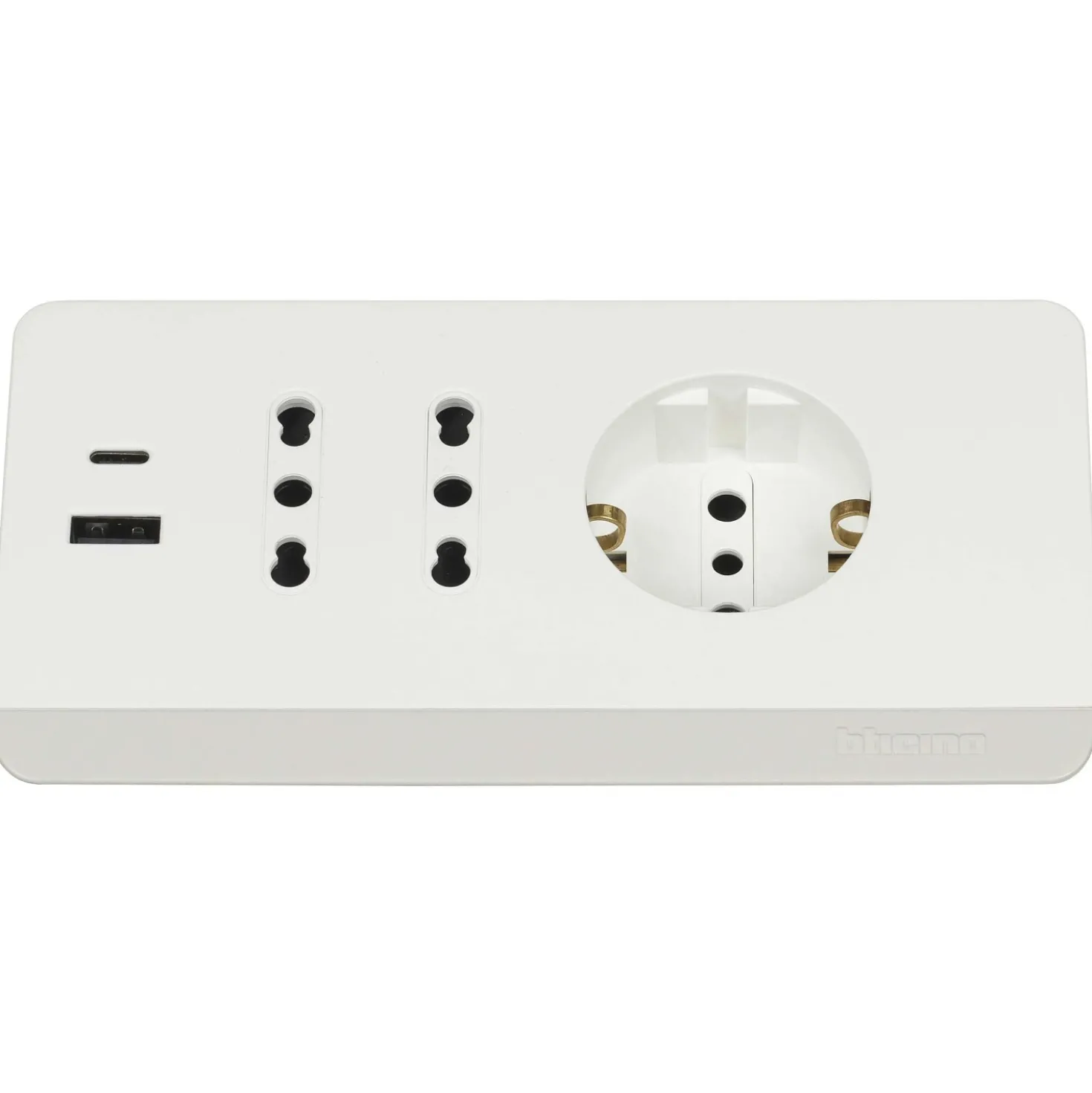 Multipresa da scrivania Bticino con interruttore 2 prese USB da 3A bianco