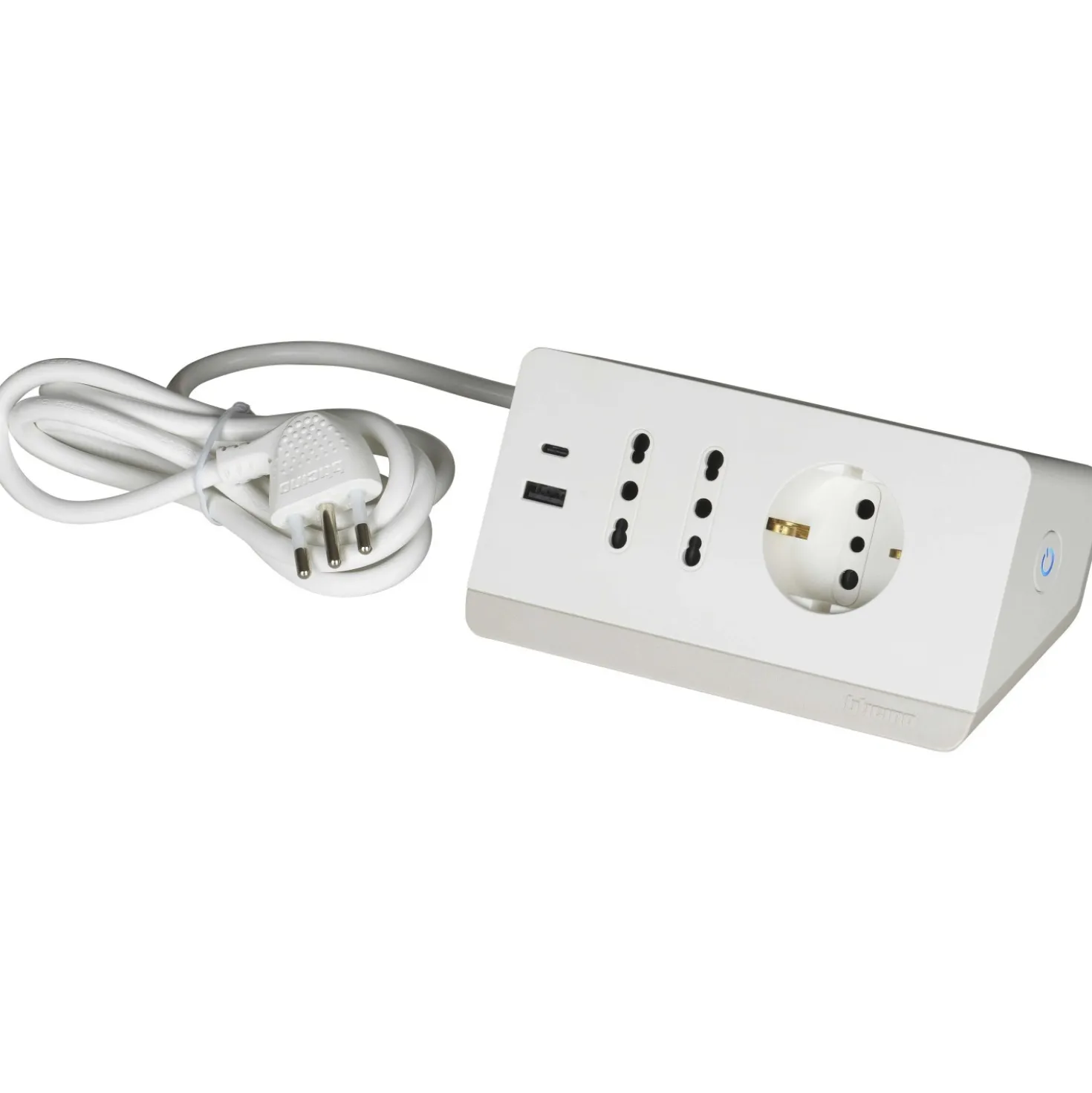 Multipresa da scrivania Bticino con interruttore 2 prese USB da 3A bianco