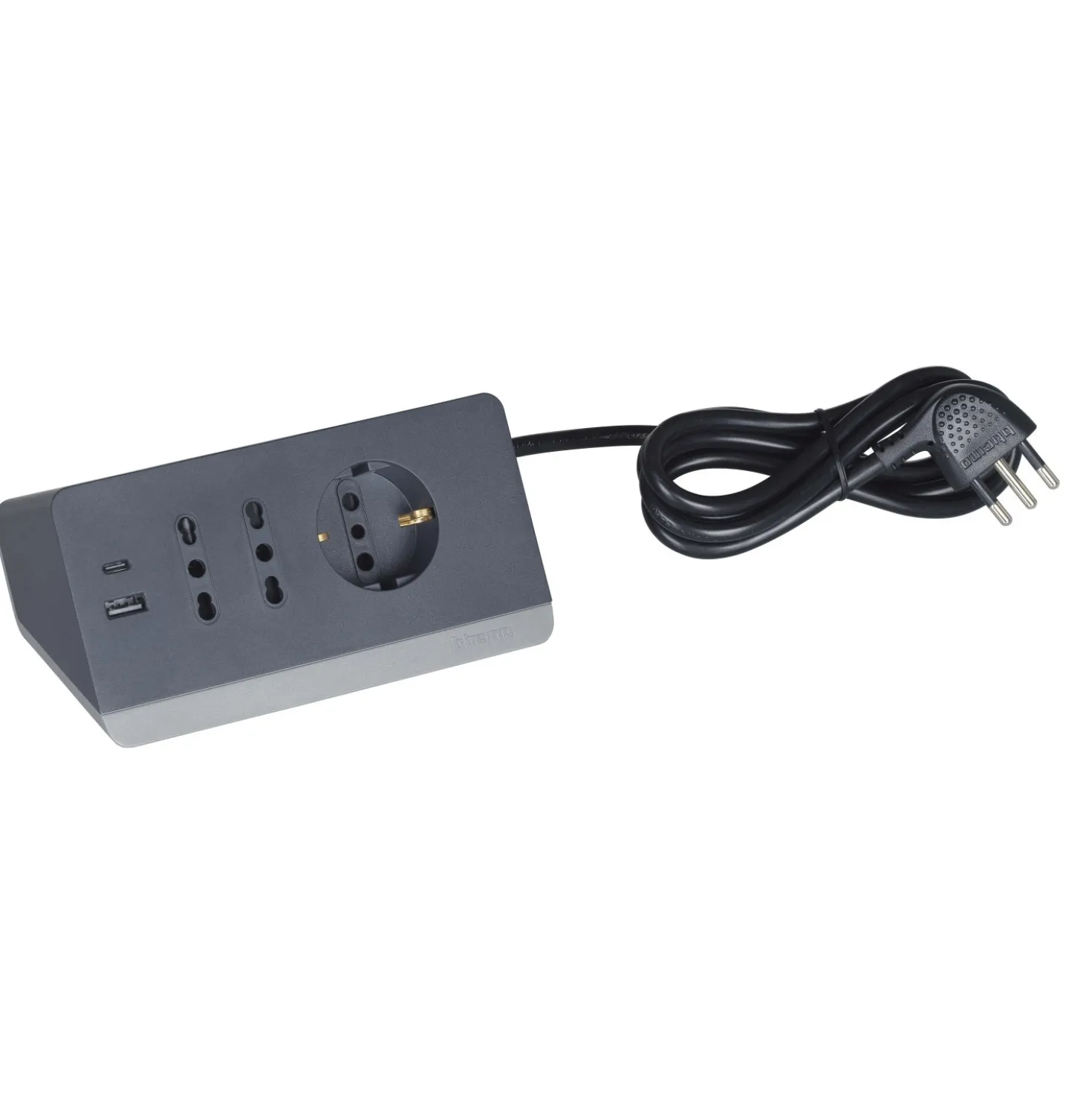 Multipresa da scrivania Bticino con interruttore 2 prese USB da 3A grigio